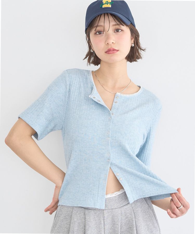 earth music&ecology「チェーンリブラメカットソー」|Tシャツ・カットソー|Blue