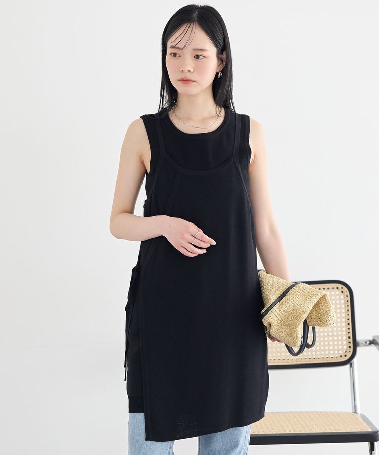 earth music&ecology「エプロンソウバリキャミドレス」|ワンピース|Black