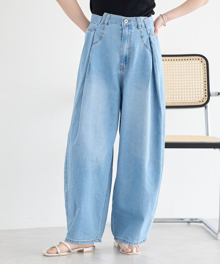 earth music&ecology「タックバルーンデニム」|デニム|Light indigo