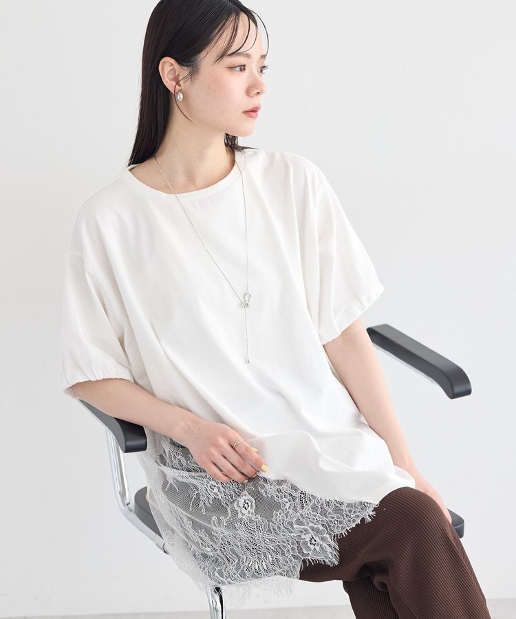 earth music&ecology「アシメレースビッグTシャツ」|チュニック|