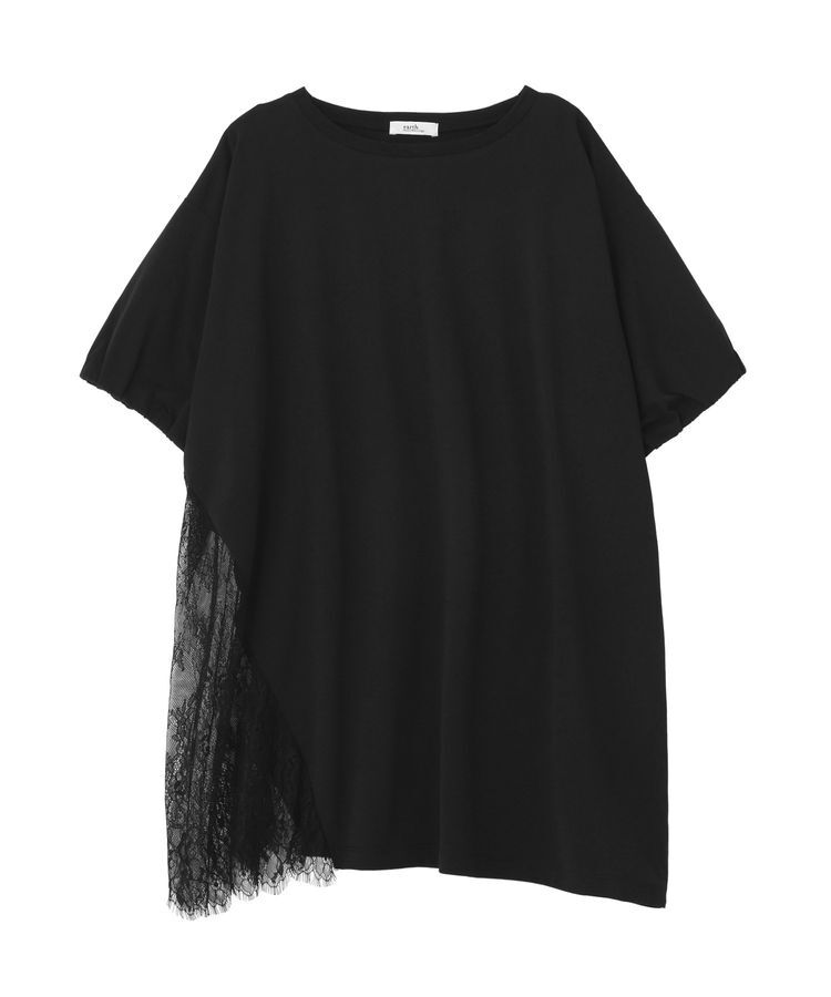 earth music&ecology「アシメレースビッグTシャツ」|チュニック|