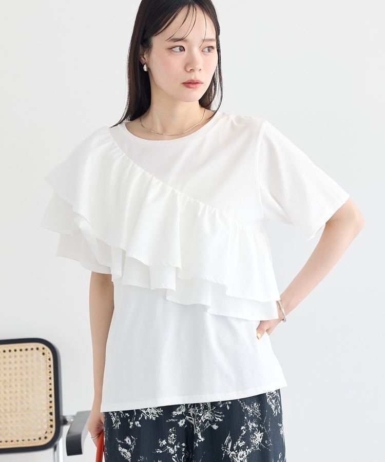 earth music&ecology「【接触冷感】フリルプルオーバー」|Tシャツ・カットソー|Off White