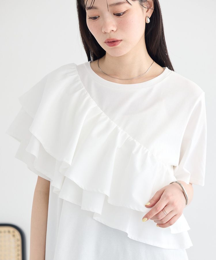 earth music&ecology「【接触冷感】フリルプルオーバー」|Tシャツ・カットソー|