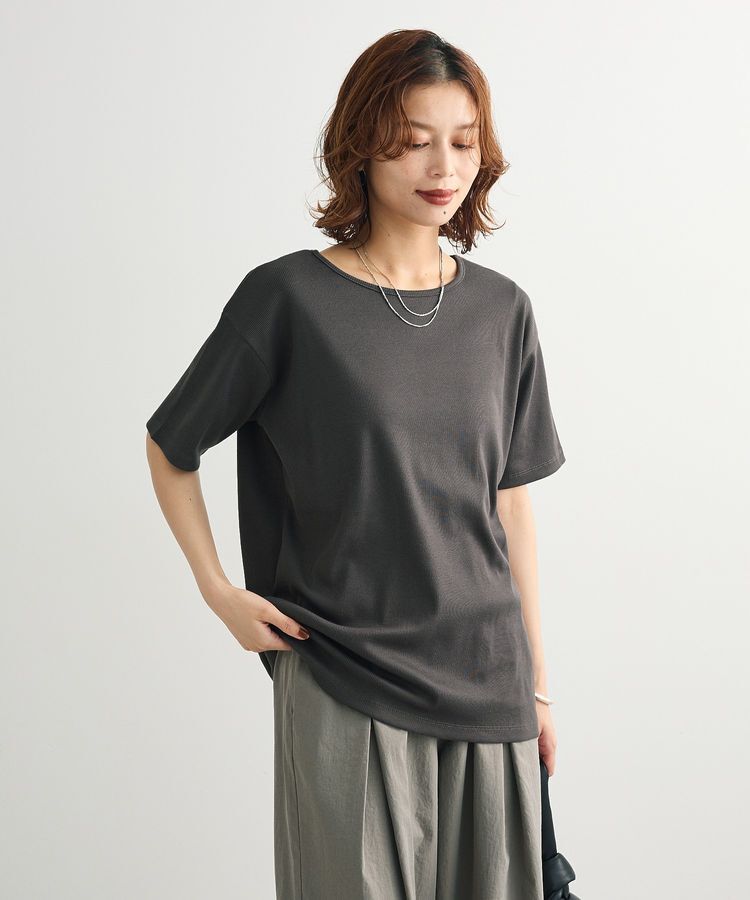 Green Parks「・Petit Fleur リブオーバーサイズTEE」|Tシャツ・カットソー|Charcoal Gray