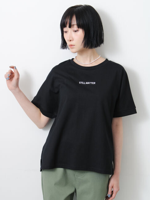 Samansa Mos2「◇【接触冷感/UVカット】アソート刺繍Tシャツ」|ニット・セーター|ブラック