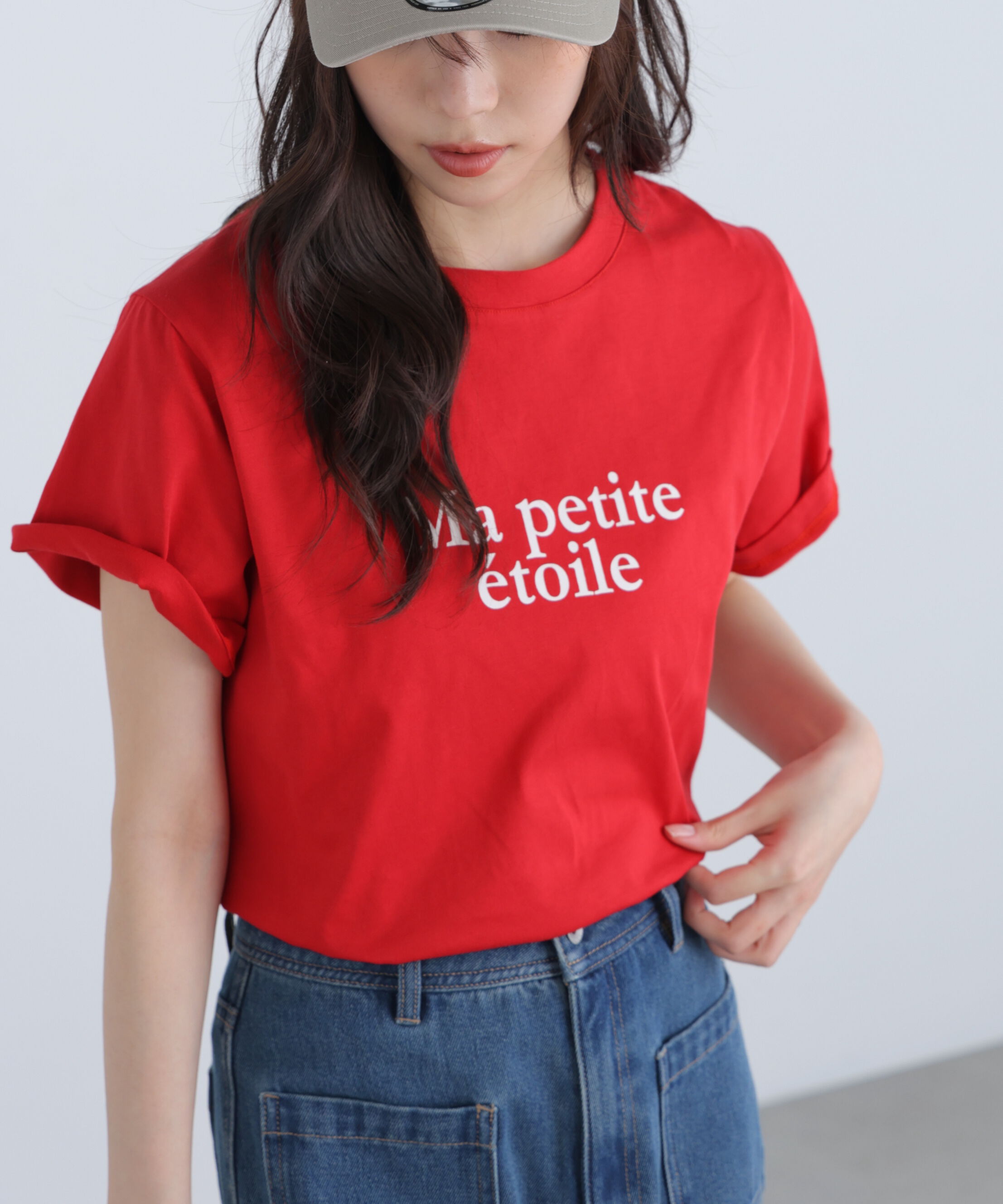  「フレンチロゴプリントTシャツ」|Tシャツ・カットソー|レッド