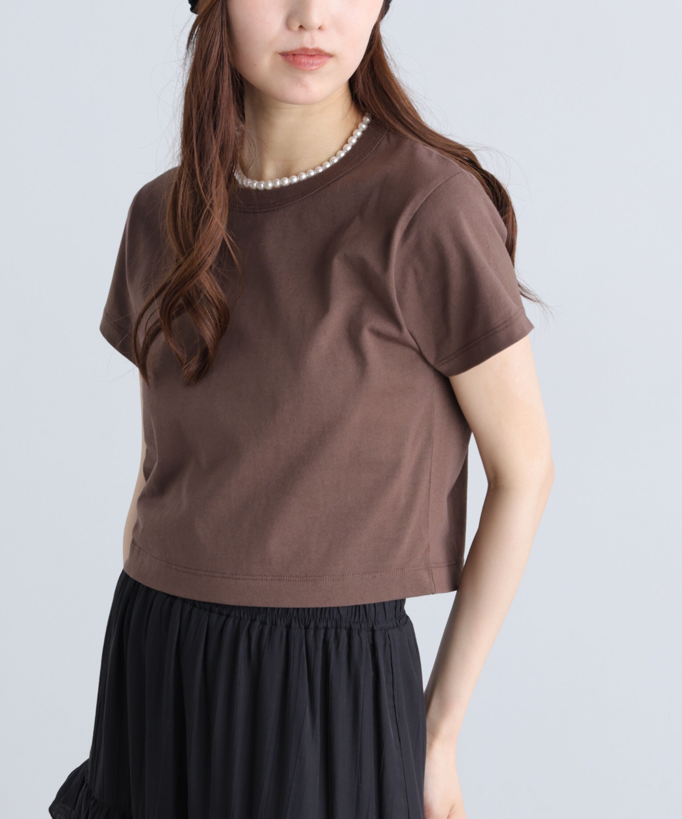  「USAコットンクルーネックTシャツ」|Tシャツ・カットソー|ブラウン