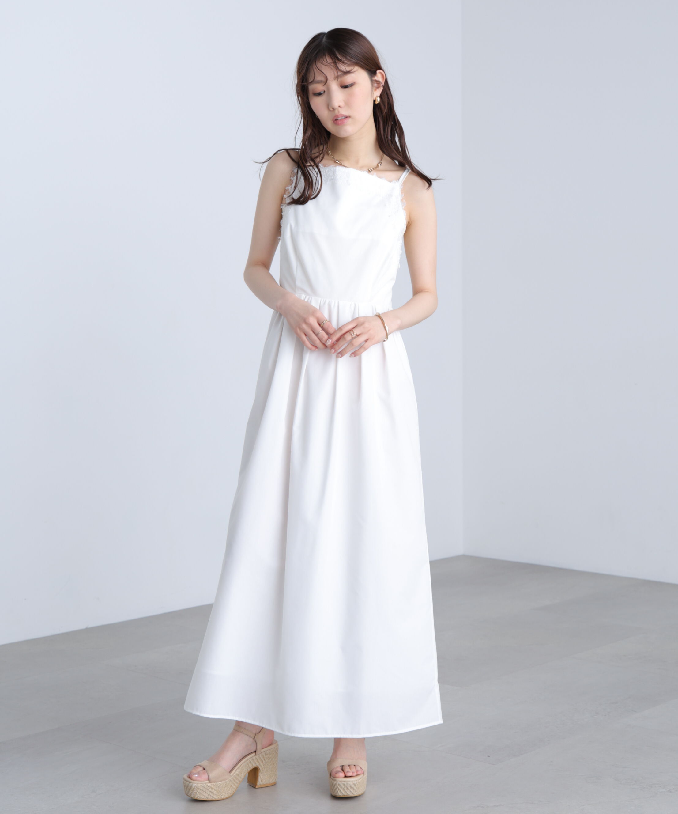  「レーストリムリボンキャミワンピース〈MFM〉」|ワンピース|