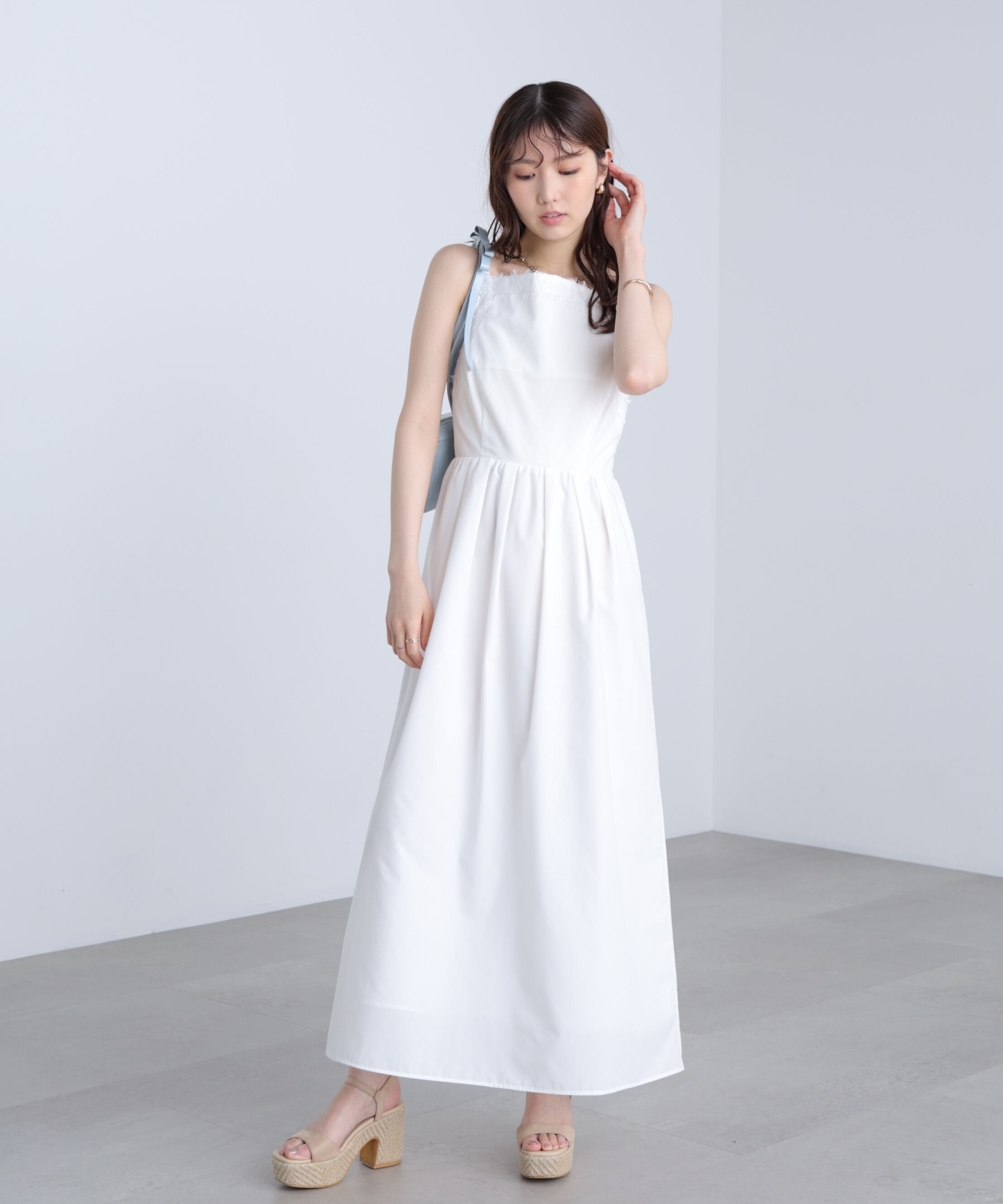  「レーストリムリボンキャミワンピース〈MFM〉」|ワンピース|