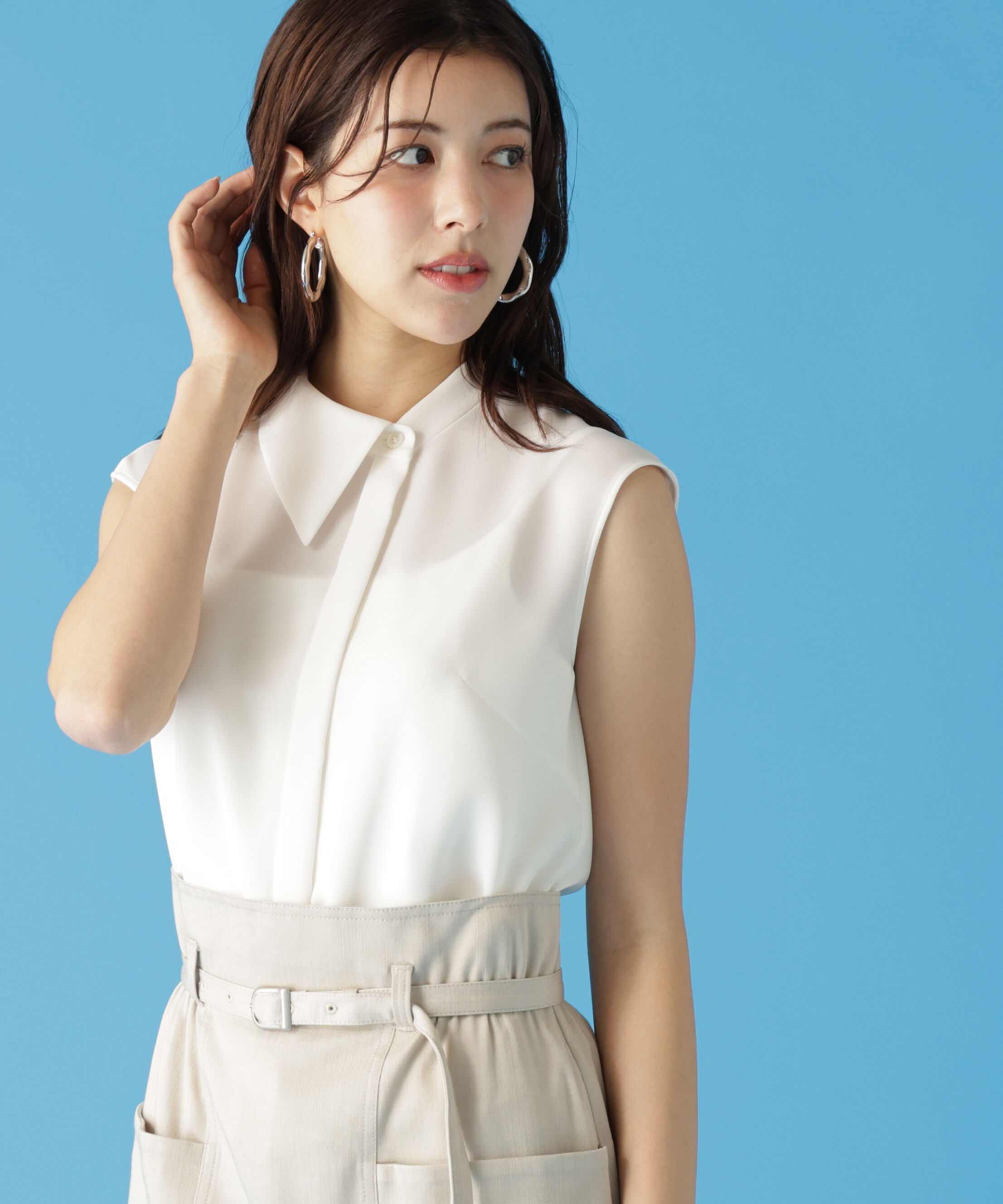  「［冨張愛コラボ］アシンメトリーカラーシャツ」|シャツ・ブラウス|