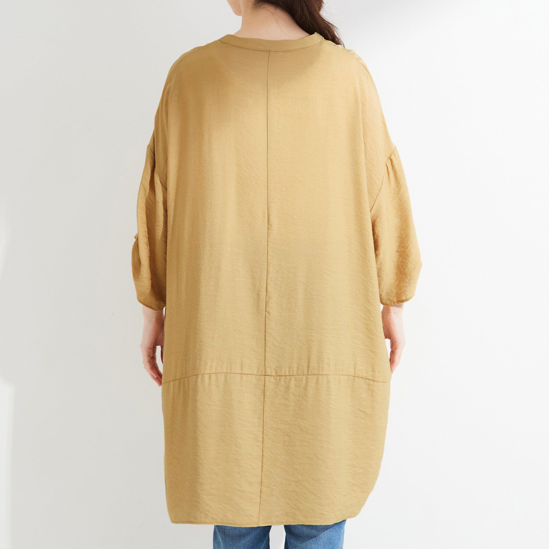 SHOO･LA･RUE「【ひんやり/S-LL/洗濯後しわになりにくい】体型カバーにも ゆるっとリラックス 7分袖チュニック」|ワンピース|
