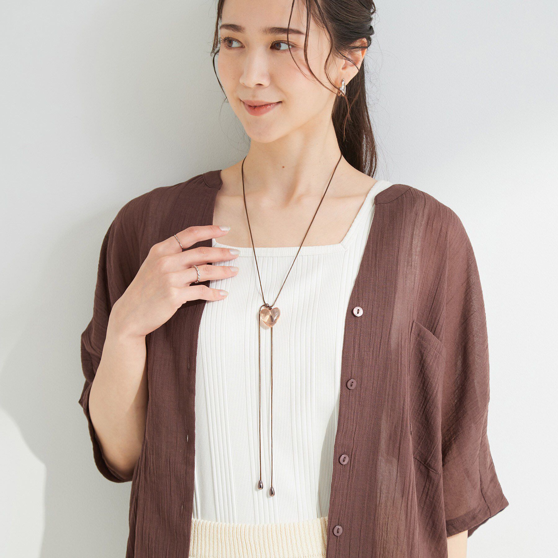 SHOO･LA･RUE「【マルチWAY】クリアハート紐ネックレス」|ネックレス|
