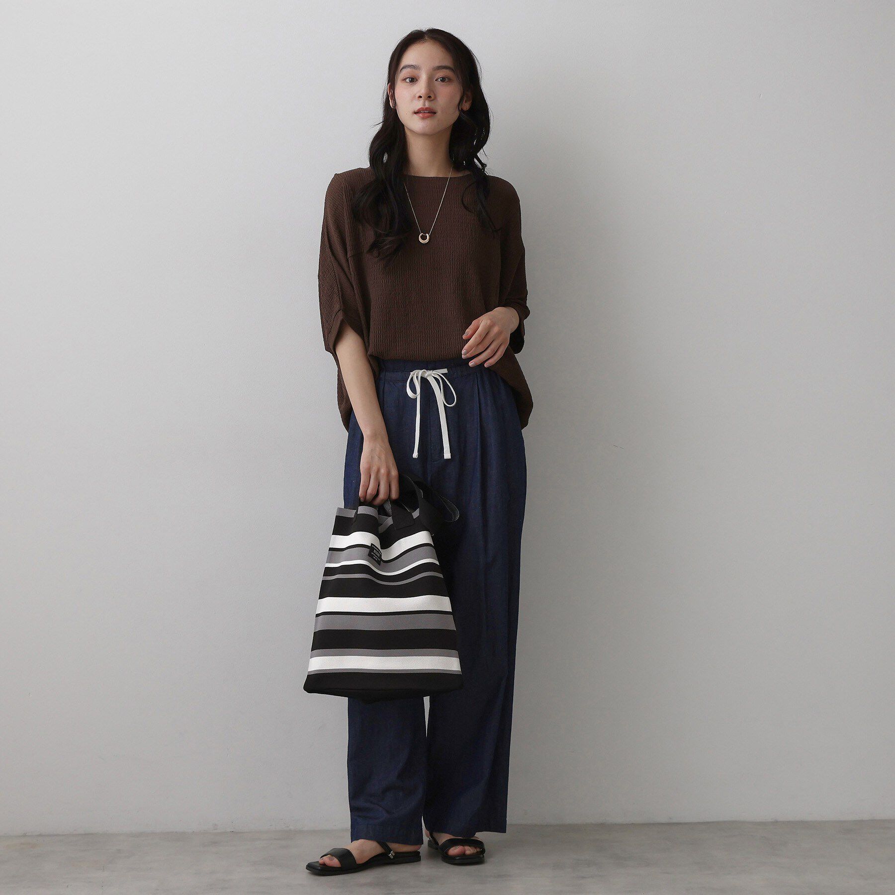 Dessin「【マシンウォッシャブル・A4収納可】ランダムボーダーニットBAG」|トートバッグ|