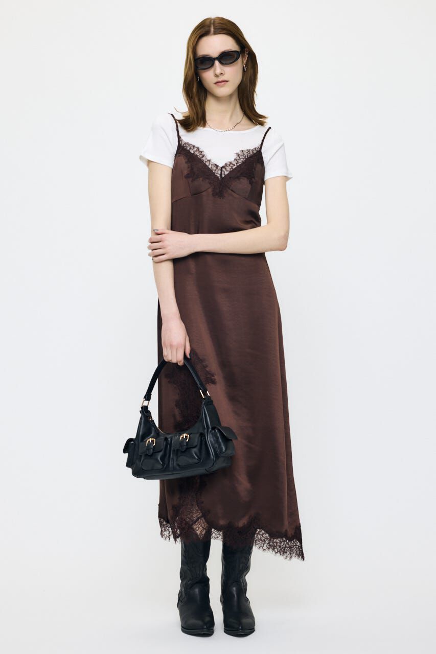MOUSSY「LACE SATIN SLIP ドレス」|ワンピース|