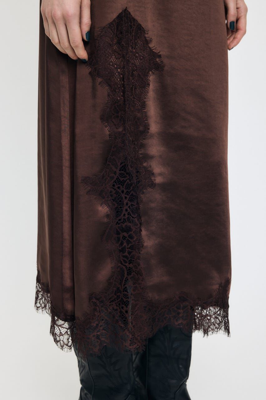MOUSSY「LACE SATIN SLIP ドレス」|ワンピース|