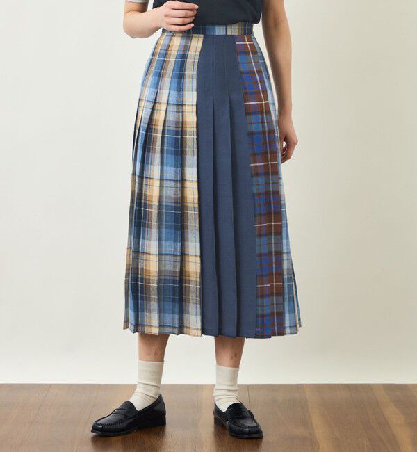 MACKINTOSH PHILOSOPHY「GREY LABEL O'NEIL OF DUBLIN リネンプリーツスカート」|スカート|ネイビー