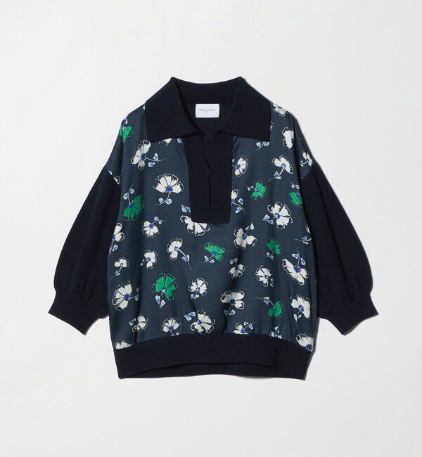UNITED ARROWS「６分袖 プリント ニット コンビ シャツ ‐ウォッシャブル‐」|シャツ・ブラウス|