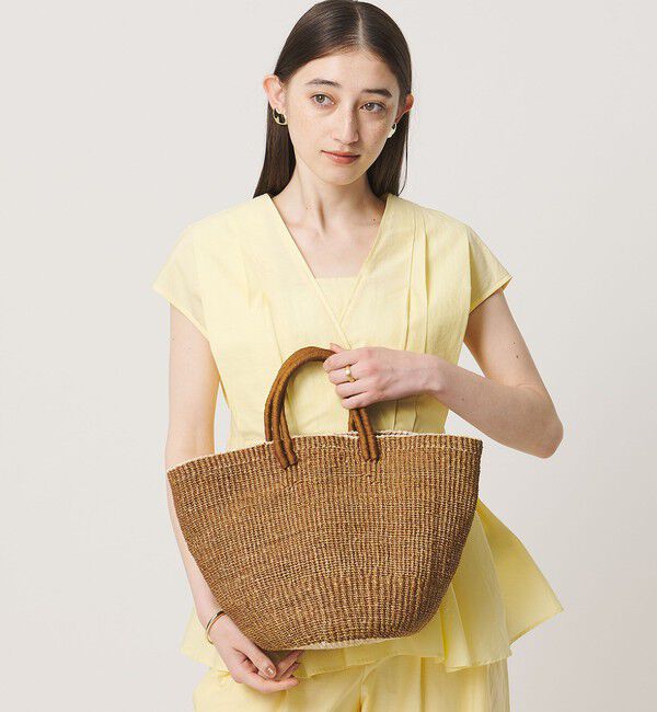 UNITED ARROWS「アバカ ダブルハンドル トートバッグ」|かごバッグ|