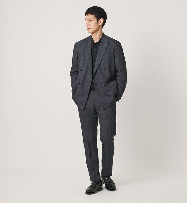 UNITED ARROWS「テックデニム ダブル 4ボタン テーラードジャケット UA COZY ウォッシャブル ヨコストレッチ」|テーラードジャケット|