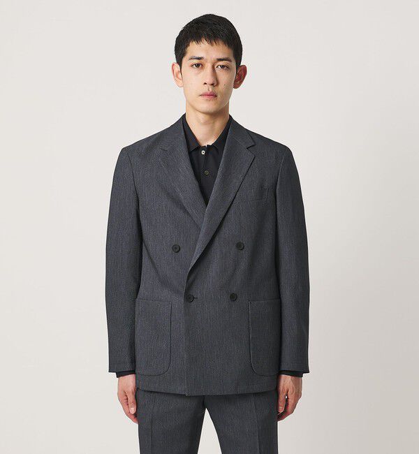 UNITED ARROWS「テックデニム ダブル 4ボタン テーラードジャケット UA COZY ウォッシャブル ヨコストレッチ」|テーラードジャケット|