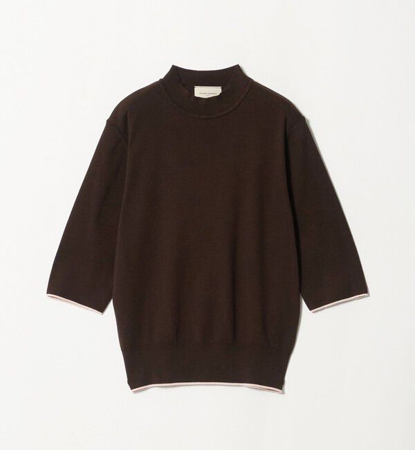 UNITED ARROWS「５分袖 ミニ ハイネック ニット ‐ウォッシャブル‐」|ニット・セーター|DK.BROWN