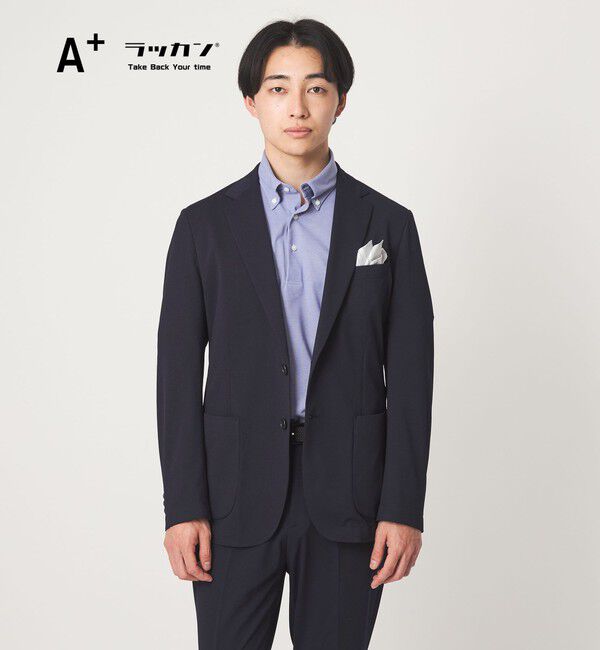 UNITED ARROWS green label relaxing「A+ ラッカンジャージ 2B スタンダード セットアップジャケット -ウォッシャブル・ストレッチ・吸水速乾-」|テーラードジャケット|NAVY