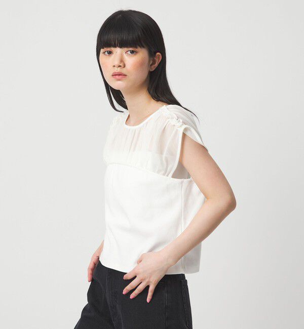 EMMEL REFINES「＜EMMEL REFINES＞EM ヨウリュウ カタフリル ドッキング Tシャツ」|Tシャツ・カットソー|