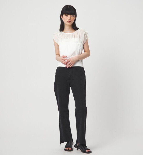 EMMEL REFINES「＜EMMEL REFINES＞EM ヨウリュウ カタフリル ドッキング Tシャツ」|Tシャツ・カットソー|