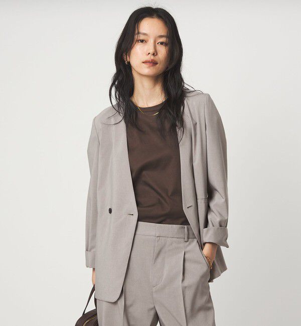 UNITED ARROWS green label relaxing「［size SHORT/TALLあり］トリアセ ノーラペル ジャケット 」|ノーカラージャケット|LT.GRAY