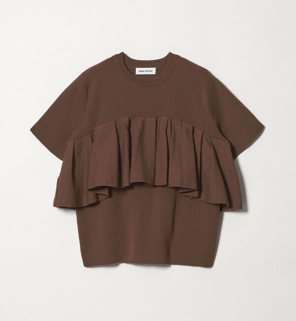 EMMEL REFINES「＜EMMEL REFINES＞EM ムネフリル ショートスリーブ ニット」|ニット・セーター|DK.BROWN