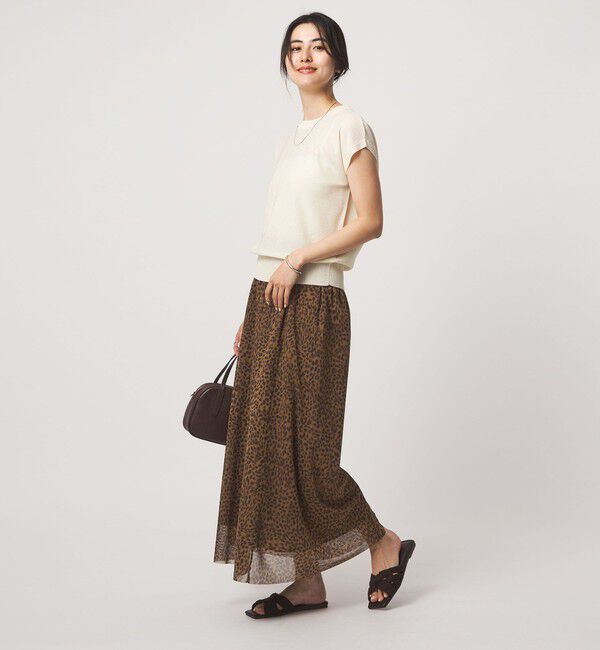 UNITED ARROWS green label relaxing「チュール レオパード スカート」|フレア|