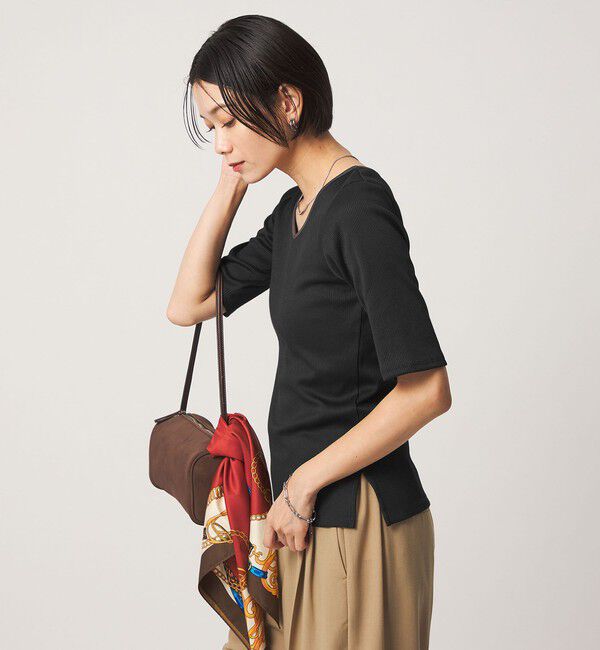 UNITED ARROWS green label relaxing「ブライトリブ 2WAY 5分袖 プルオーバー カットソー」|Tシャツ・カットソー|