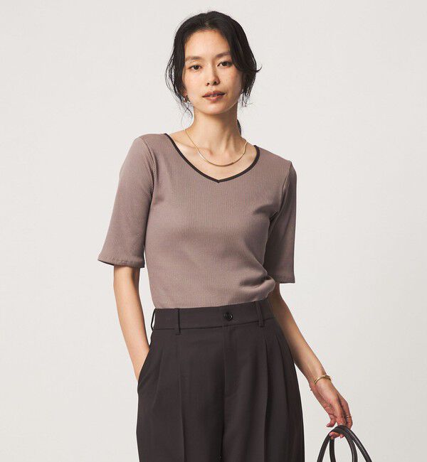 UNITED ARROWS green label relaxing「ブライトリブ 2WAY 5分袖 プルオーバー カットソー」|Tシャツ・カットソー|