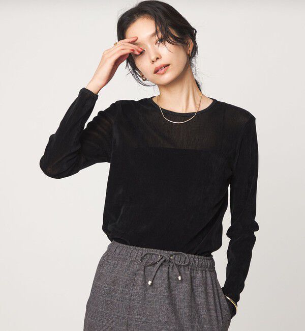 UNITED ARROWS green label relaxing「シアー フロッキー ラメ ロングスリーブ プルオーバー」|Tシャツ・カットソー|