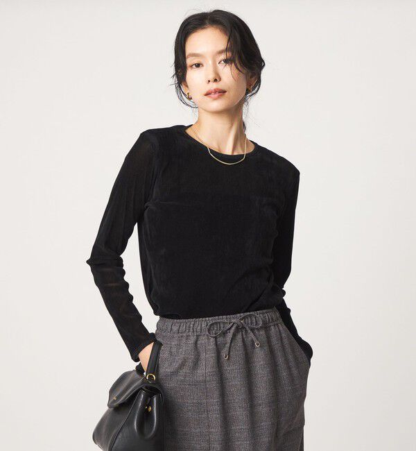 UNITED ARROWS green label relaxing「シアー フロッキー ラメ ロングスリーブ プルオーバー」|Tシャツ・カットソー|