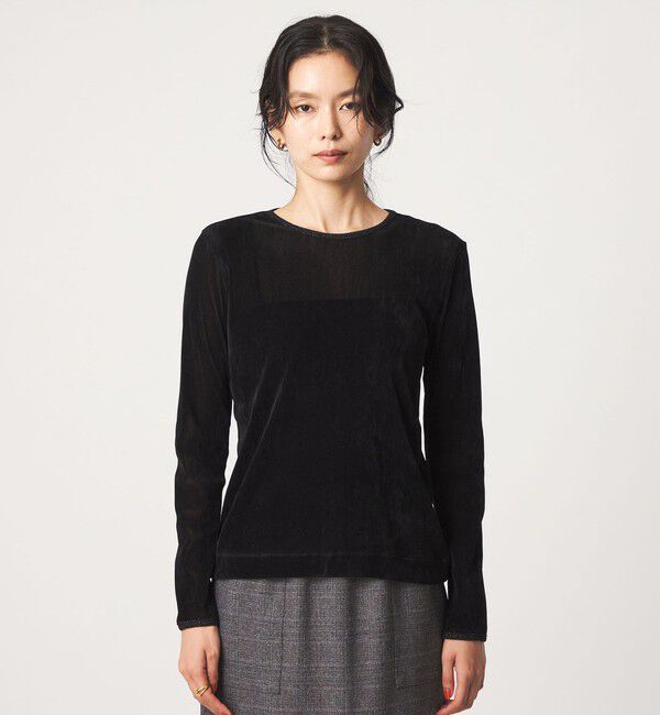 UNITED ARROWS green label relaxing「シアー フロッキー ラメ ロングスリーブ プルオーバー」|Tシャツ・カットソー|