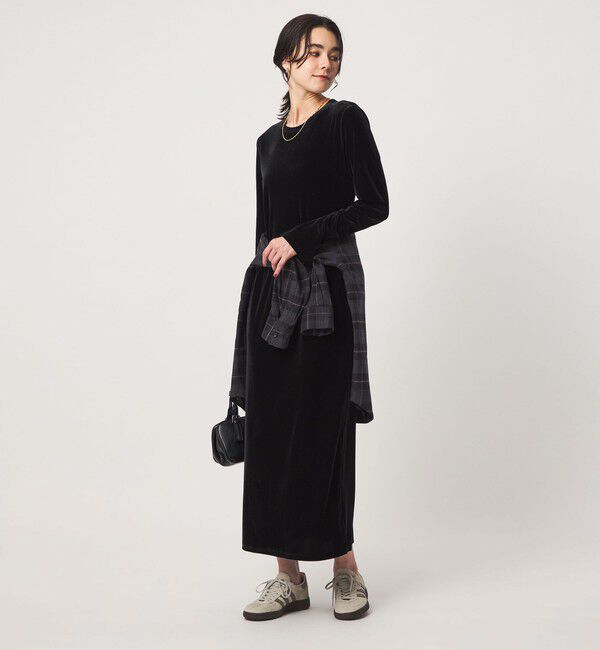 UNITED ARROWS green label relaxing「［size SHORTあり］ベロア ロングスリーブ ワンピース」|ワンピース|