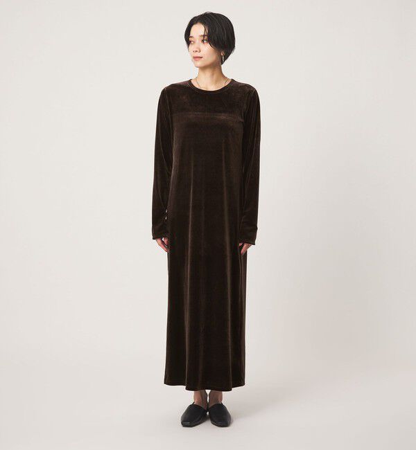 UNITED ARROWS green label relaxing「［size SHORTあり］ベロア ロングスリーブ ワンピース」|ワンピース|