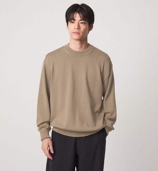 UNITED ARROWS green label relaxing「FINE BASIC アメリカンシーアイランドコットン クルーネック ニット」|ニット・セーター|BEIGE