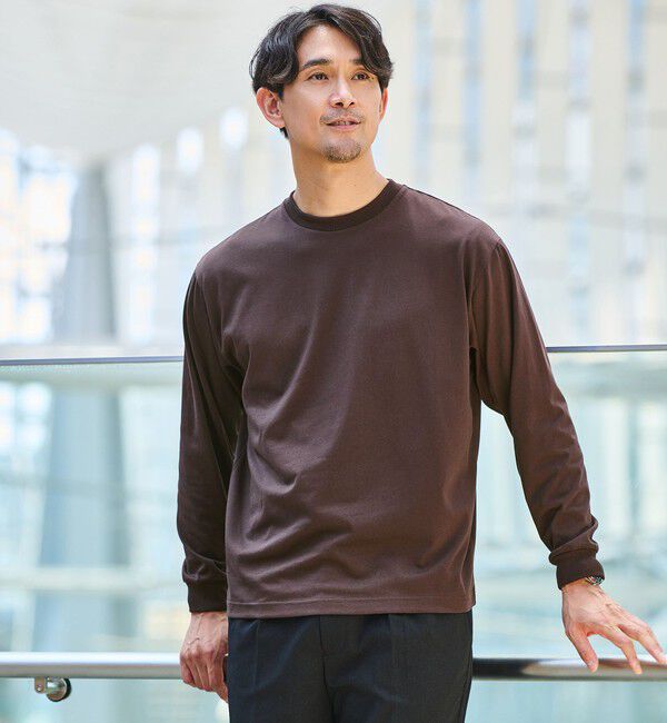 UNITED ARROWS green label relaxing「【WEB限定】JUST fit デイリー ワイド 長袖 Tシャツ -吸水速乾・抗菌-」|Tシャツ・カットソー|DK.BROWN