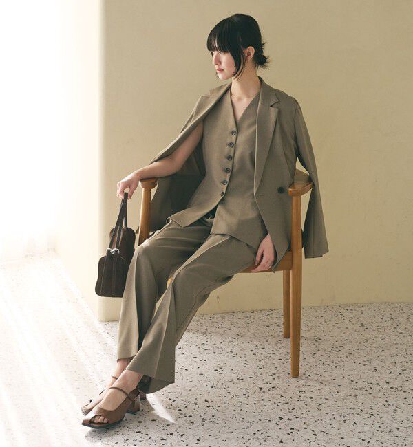 BEAUTY&YOUTH UNITED ARROWS「【WEB限定 Wardrobe DAILY MINIMAL】メランジ タックストレートパンツ ウォッシャブル」|スラックス|