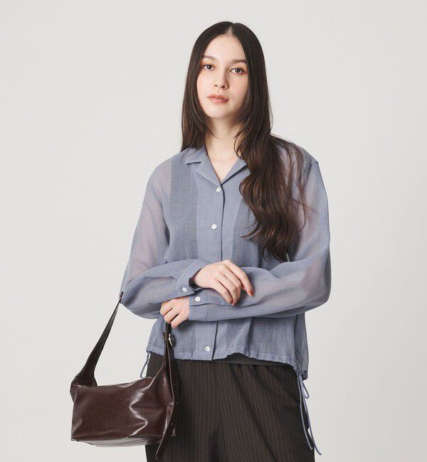 BEAUTY&YOUTH UNITED ARROWS「シアー ドローストリング オープンカラーシャツ」|シャツ・ブラウス|COBALT