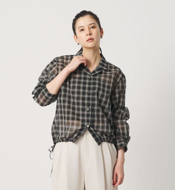 BEAUTY&YOUTH UNITED ARROWS「シアー ドローストリング オープンカラーシャツ」|シャツ・ブラウス|