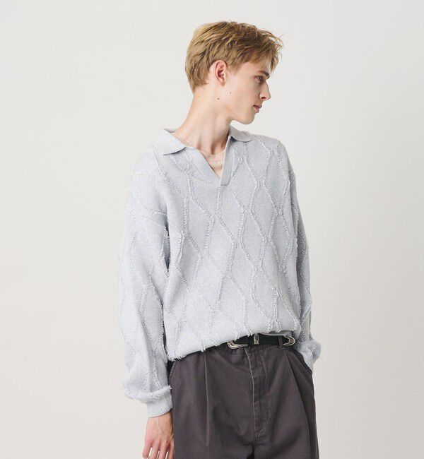 BEAUTY&YOUTH UNITED ARROWS「フリンジ パターン スキッパー ニット」|ニット・セーター|