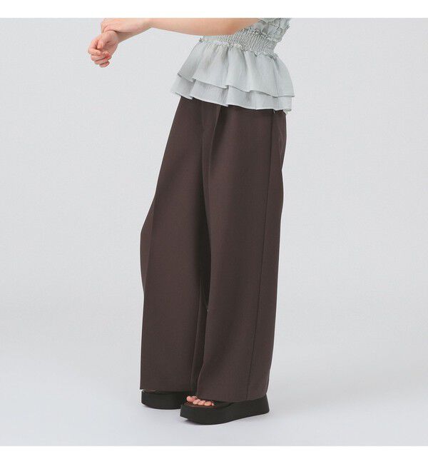 Ray BEAMS 「2タック ワイド パンツ | 新生活・通勤・通学・オフィスカジュアル・オンオフ兼用・セットアップ」|チノ|BROWN