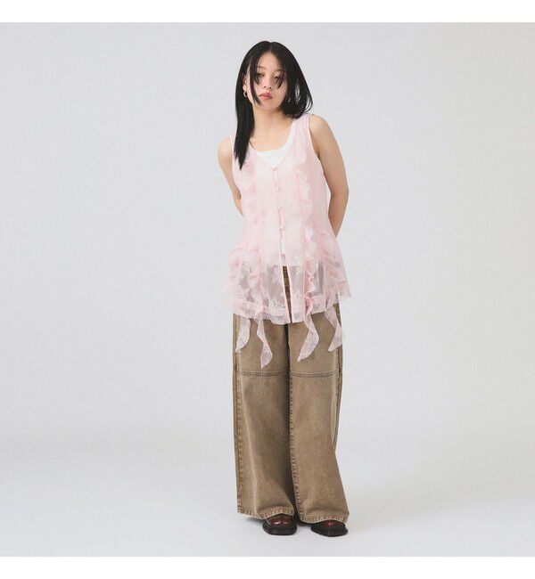 Ray BEAMS 「レース ラッフル ロング ジレ」|シャツ・ブラウス|