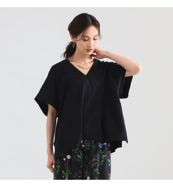 Demi-Luxe BEAMS 「コットン Vネック ブラウス」|シャツ・ブラウス|BLACK