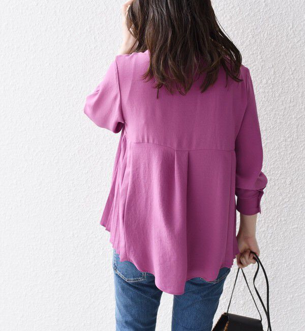 SHIPS for women「【WEB限定】〈手洗い可能〉ストレッチ ジョーゼット プリーツ ブラウス」|シャツ・ブラウス|