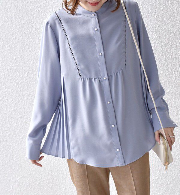 SHIPS for women「【WEB限定】〈手洗い可能〉ストレッチ ジョーゼット プリーツ ブラウス」|シャツ・ブラウス|