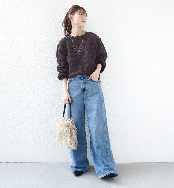 SHIPS for women「《追加予約》【WEB限定】〈洗濯機可能〉2WAY フラワー ジャカード ハーフ ジップ プルオーバー」|ニット・セーター|